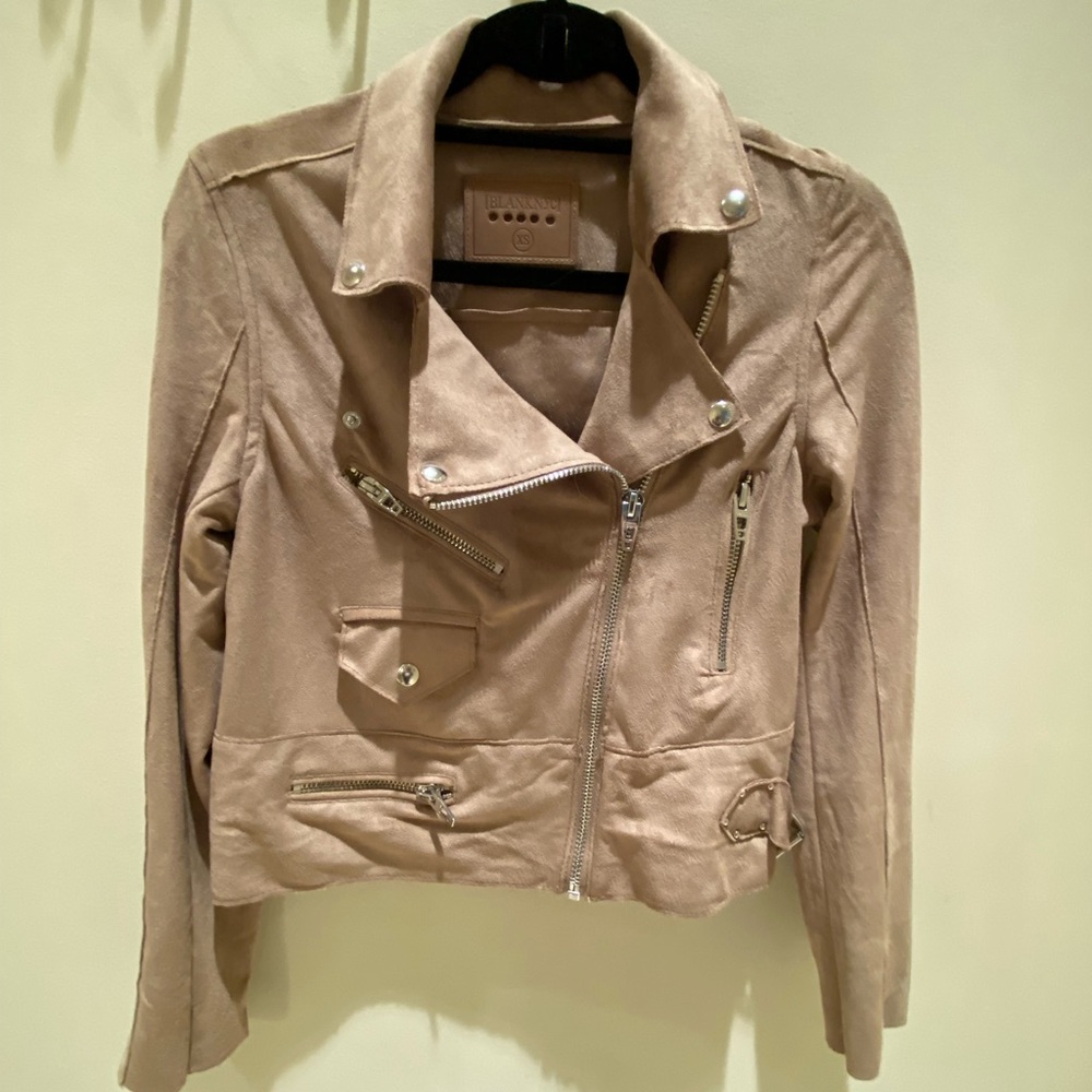 Blank NYC Beige Nude Utility Zip Up Jacket